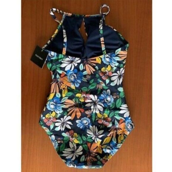 Ellen Tracy women's floral Keyhole High-Neck one piece Swimsuit size 8 - Picture 8 of 12